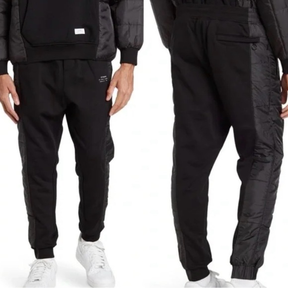 New STAMPD Stacked Puffer Sweatpants in Black Size X-Large